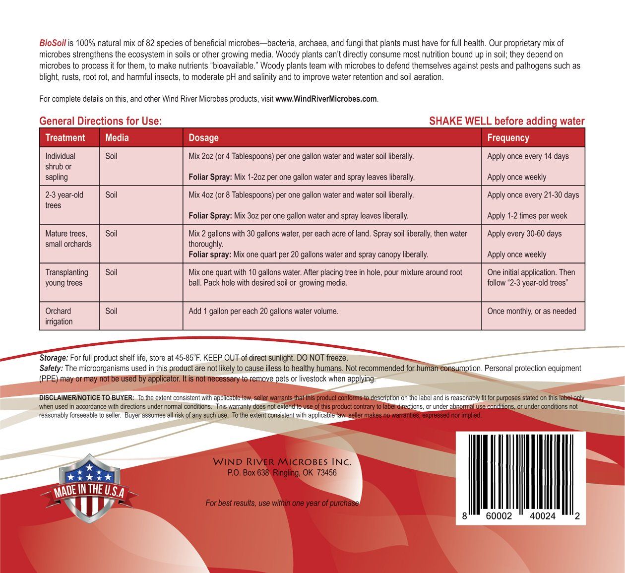 soilcare back label