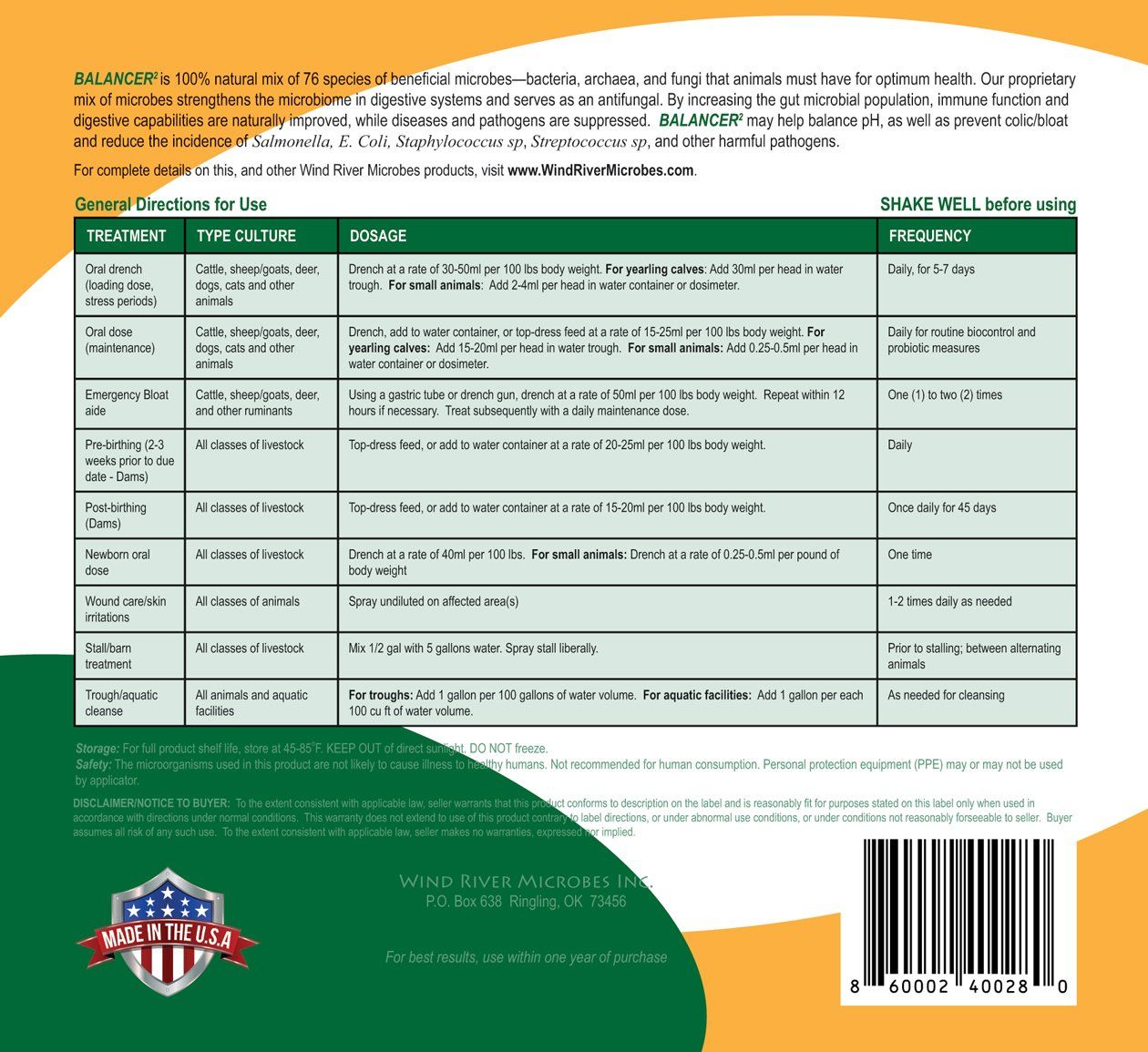 soilcare back label