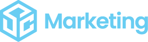 Logo with a light blue cube icon and the word 