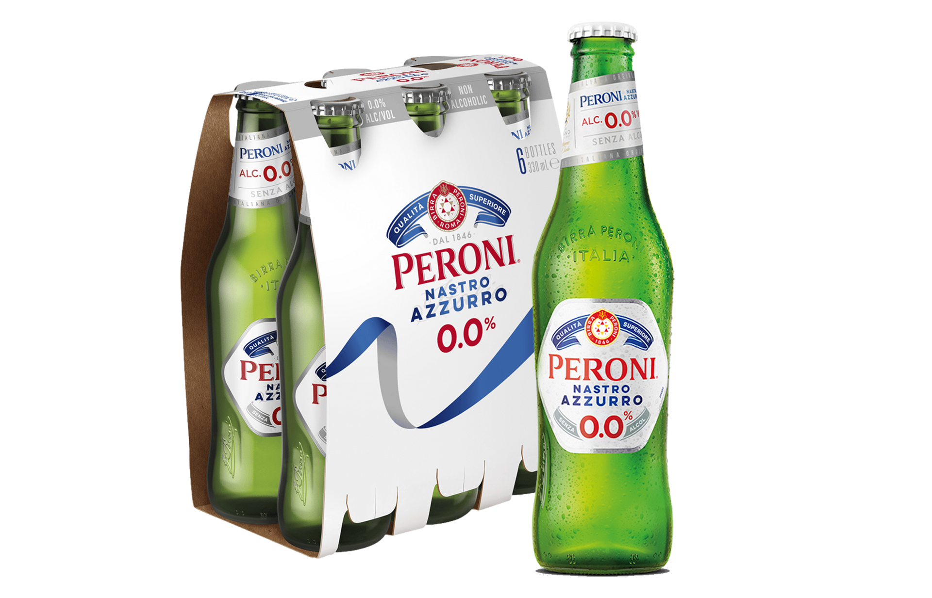 A bottle of pinot grigio wine on a white background.