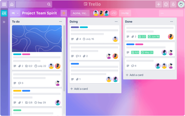 Trello board screenshot