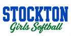 Stockton Girls Softball logo in blue and green text