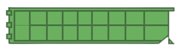 A green dumpster with the words `` savannah river roll off llc '' written on it.