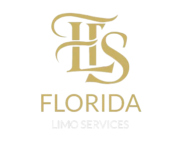 Gold logo for Florida Limo Services with intertwined initials “FLS” above the word “Florida”.