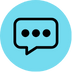 Chat bubble icon with three dots in a light blue circle.