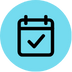 Calendar icon with a check mark inside.
