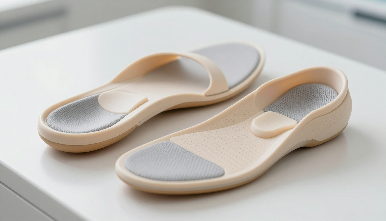 Custom medical orthotics for foot support and pain relief.