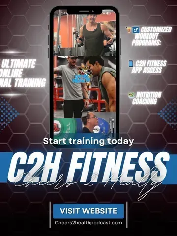 C2H Fitness promo poster with two gym photos, “Start training today,” and “Visit website” button