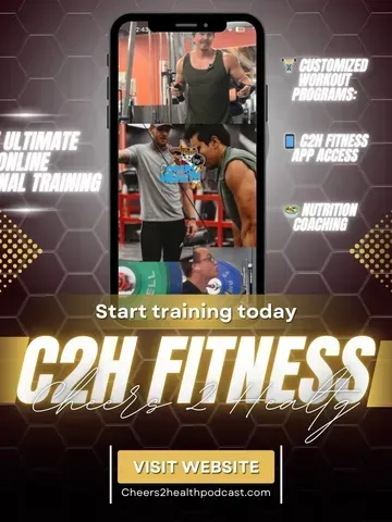 C2H Fitness promotional poster with workout photos, website button, and text: “Start training today”