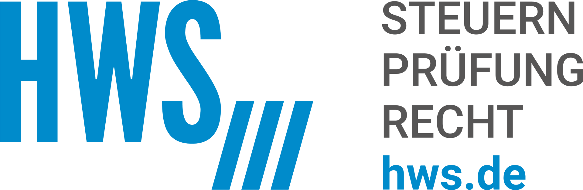 A blue and white logo for hws steuern prüfung recht