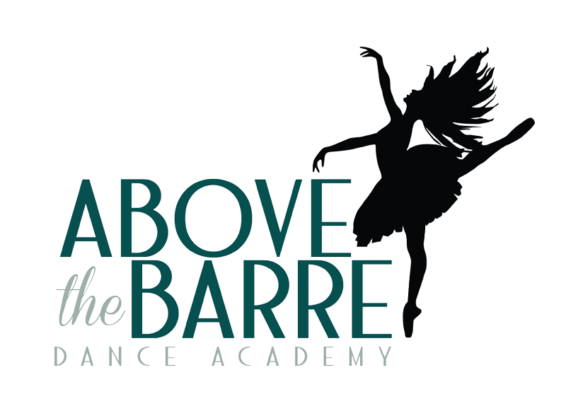 Above the Barre Dance Academy logo with black dancer silhouette and teal text
