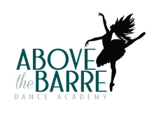 Above the Barre Dance Academy logo with black dancer silhouette and teal text