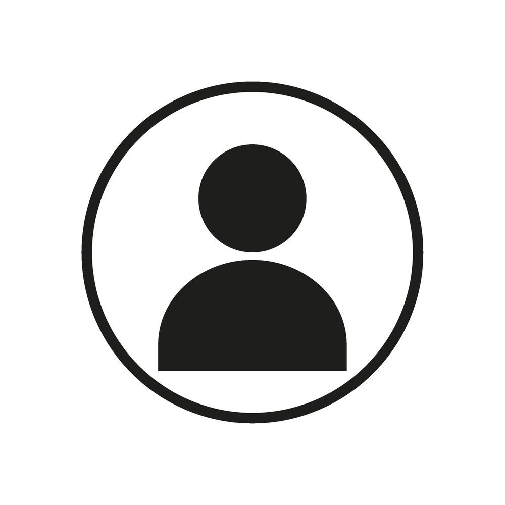 Generic user profile icon in black and white, shown inside a circle