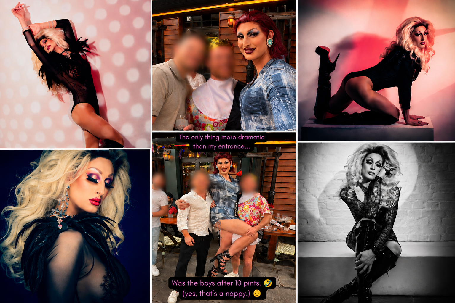 Babs Amour trans drag party entertainer for strippergram shows, stag parties, bar crawls and events in South Wales, Bristol and London UK