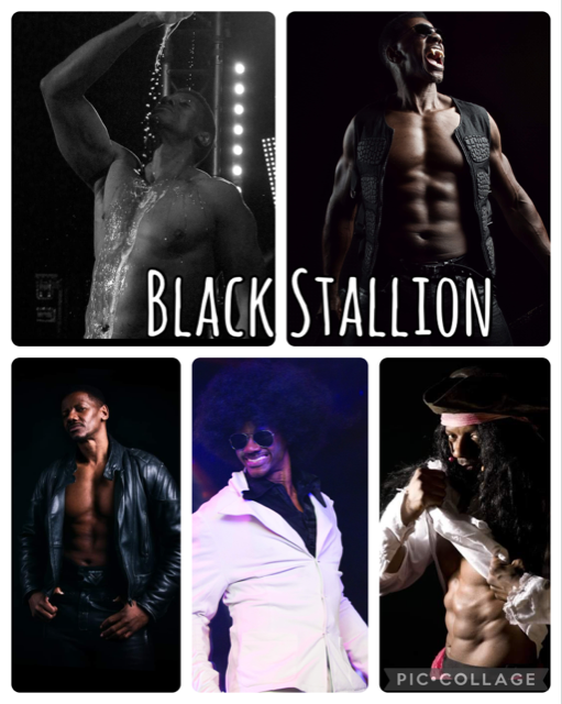 Black Stallion male stripper based in West Yorkshire performing at hen parties and private events, muscular athletic entertainer delivering high-energy strip shows across Leeds, Bradford and surrounding areas.