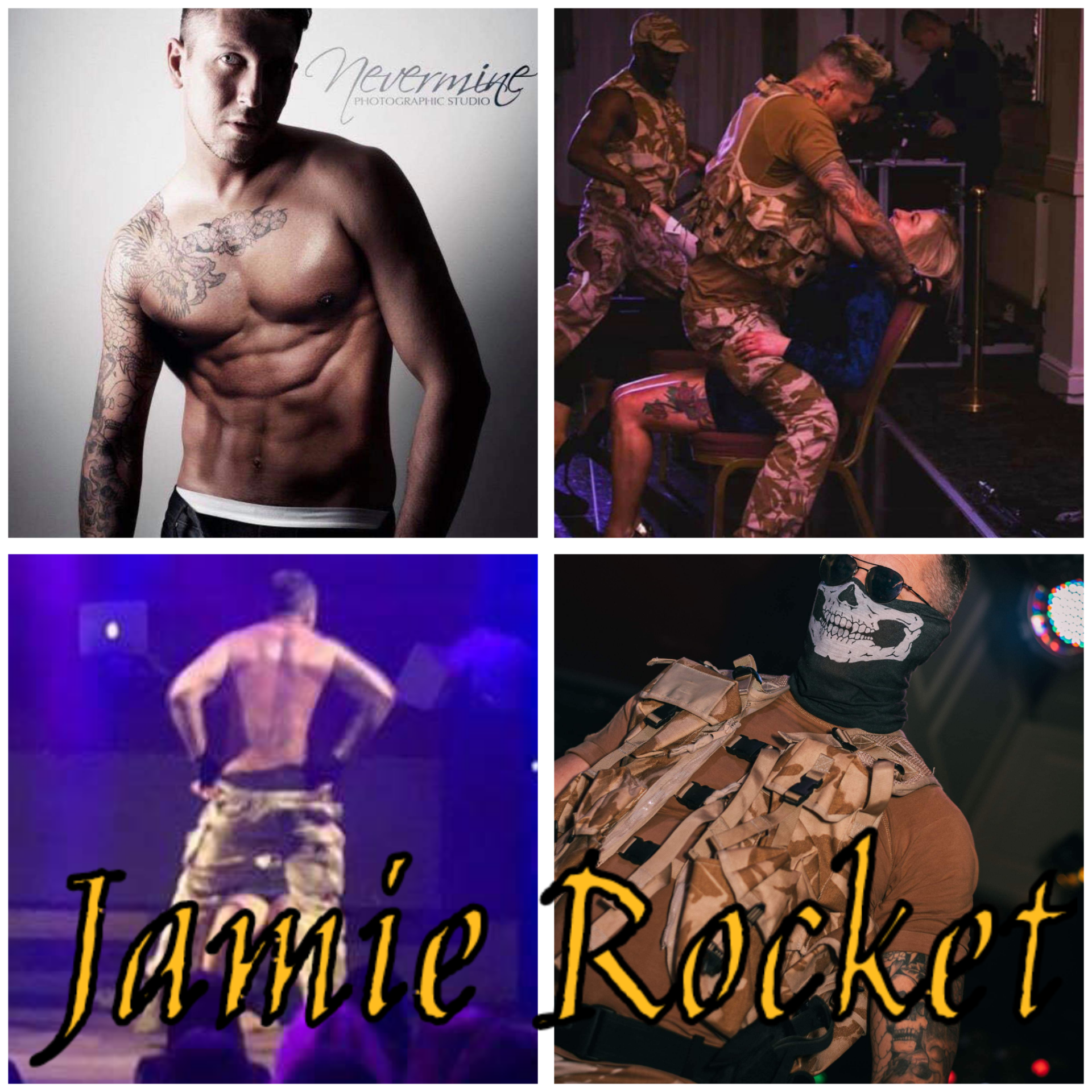 Jamie Rocket male stripper based in Doncaster performing at hen parties and private events, muscular entertainer delivering high-energy strip shows across Doncaster and Leeds.