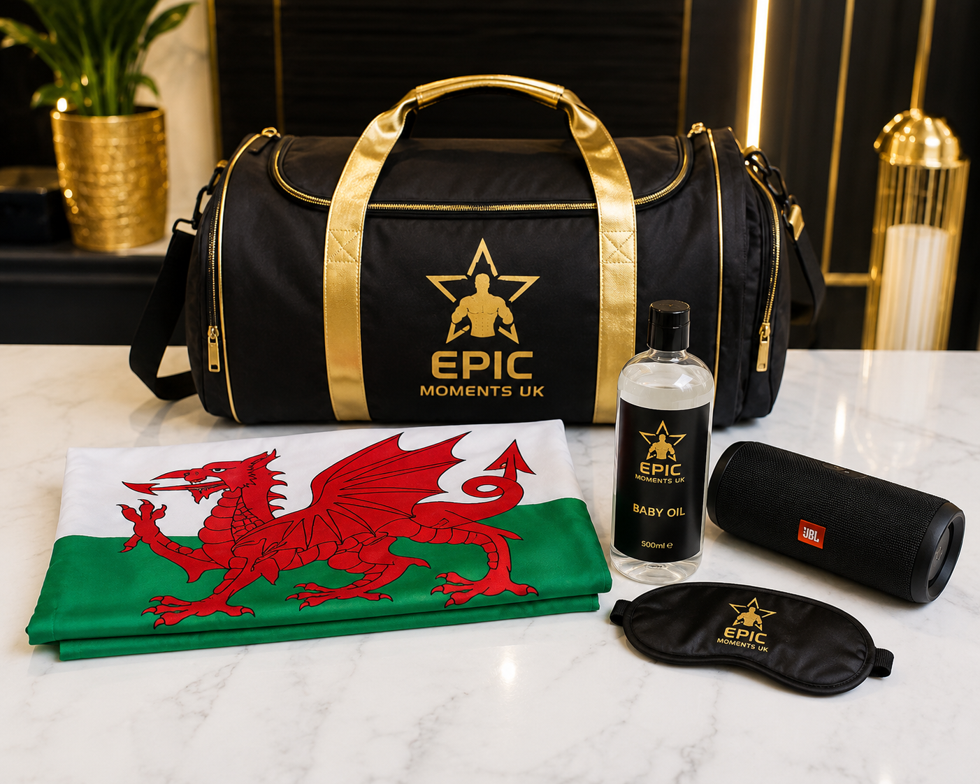 Table displaying a selection of performance props and everyday items used during confidence and stage skills training sessions.