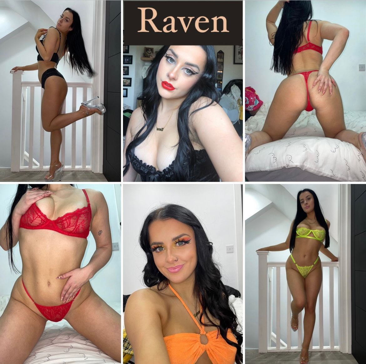Bristol-based brunette female entertainer Raven posing in colourful lingerie and heels for hen parties, private events and adult-themed entertainment bookings across the UK.