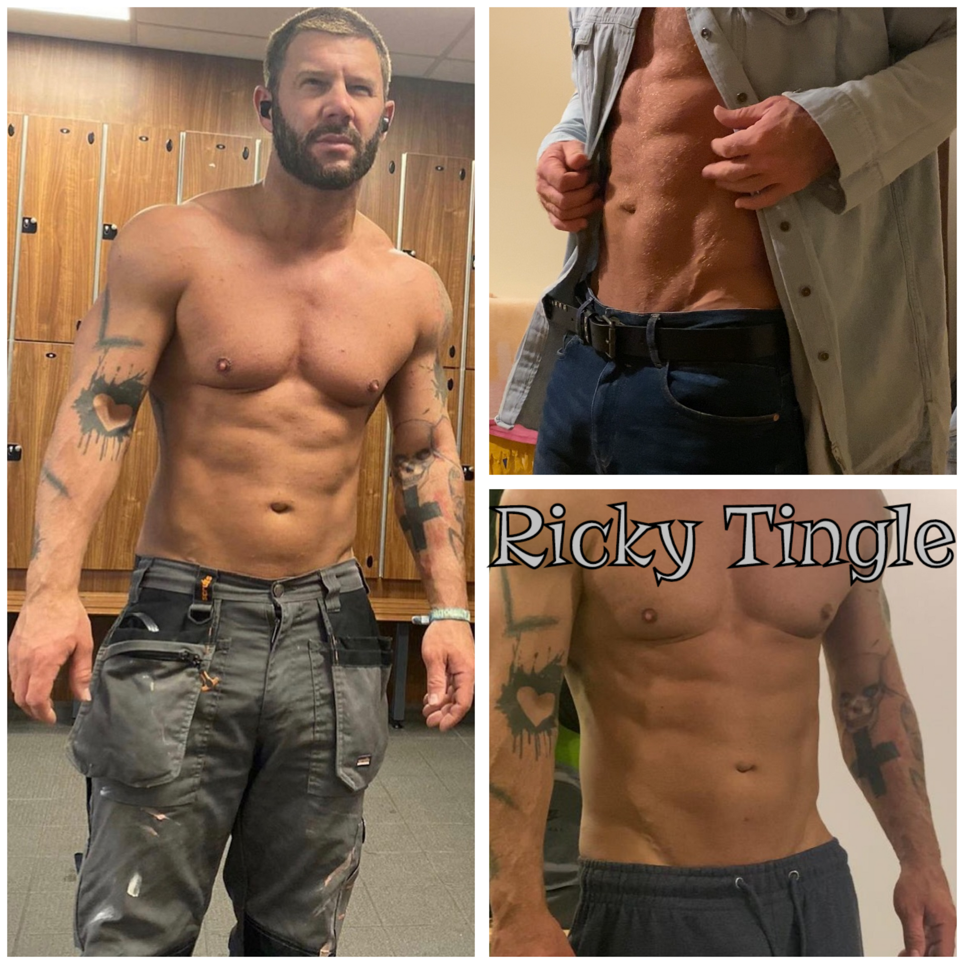 Ricky Tingle male stripper based in Middlesbrough performing at hen parties and private events, muscular tattooed entertainer delivering high-energy strip shows across Teesside and the North East.