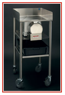 Model 900 Model 900 Processing Table, hold 20 lbs. of shrimp with integrable funnels based on grade of shrimp. Has shelf for bus tub to catch shrimp and table is on casters.