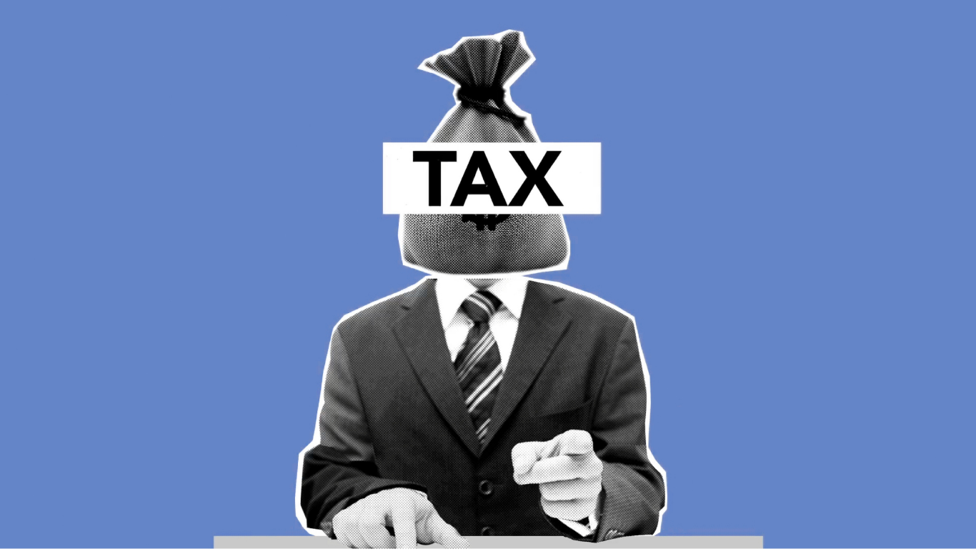 Businessman with a bag for a head, labeled