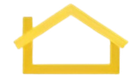 A yellow, simplified line-art icon of a house with a chimney.