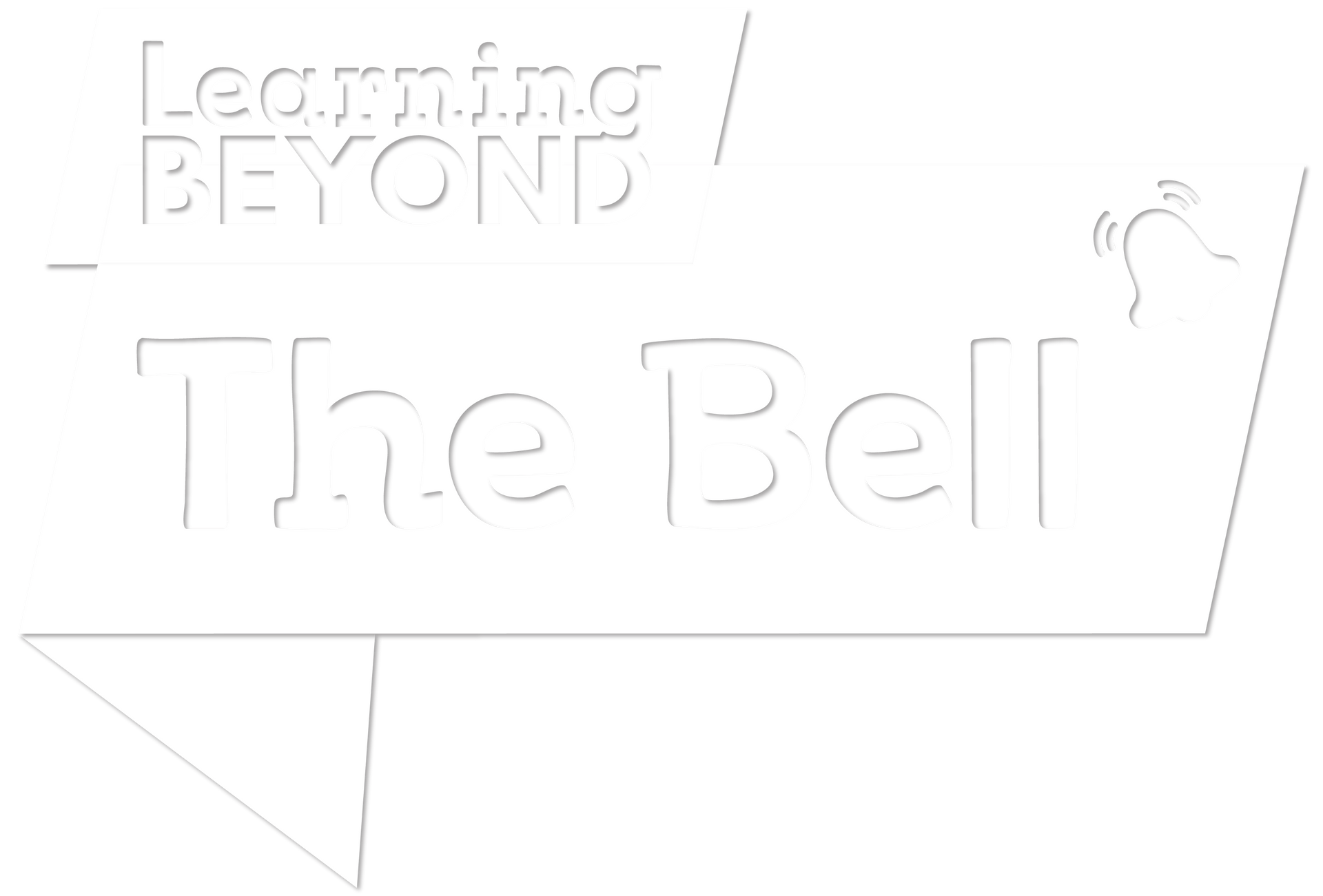 Logo reading “Learning Beyond The Bell” in light embossed text on a white background