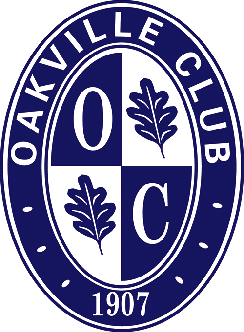 A blue and white logo for the oakville club