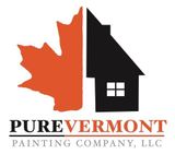 Pure Vermont Painting Company, LLC logo with orange maple leaf and black house silhouette