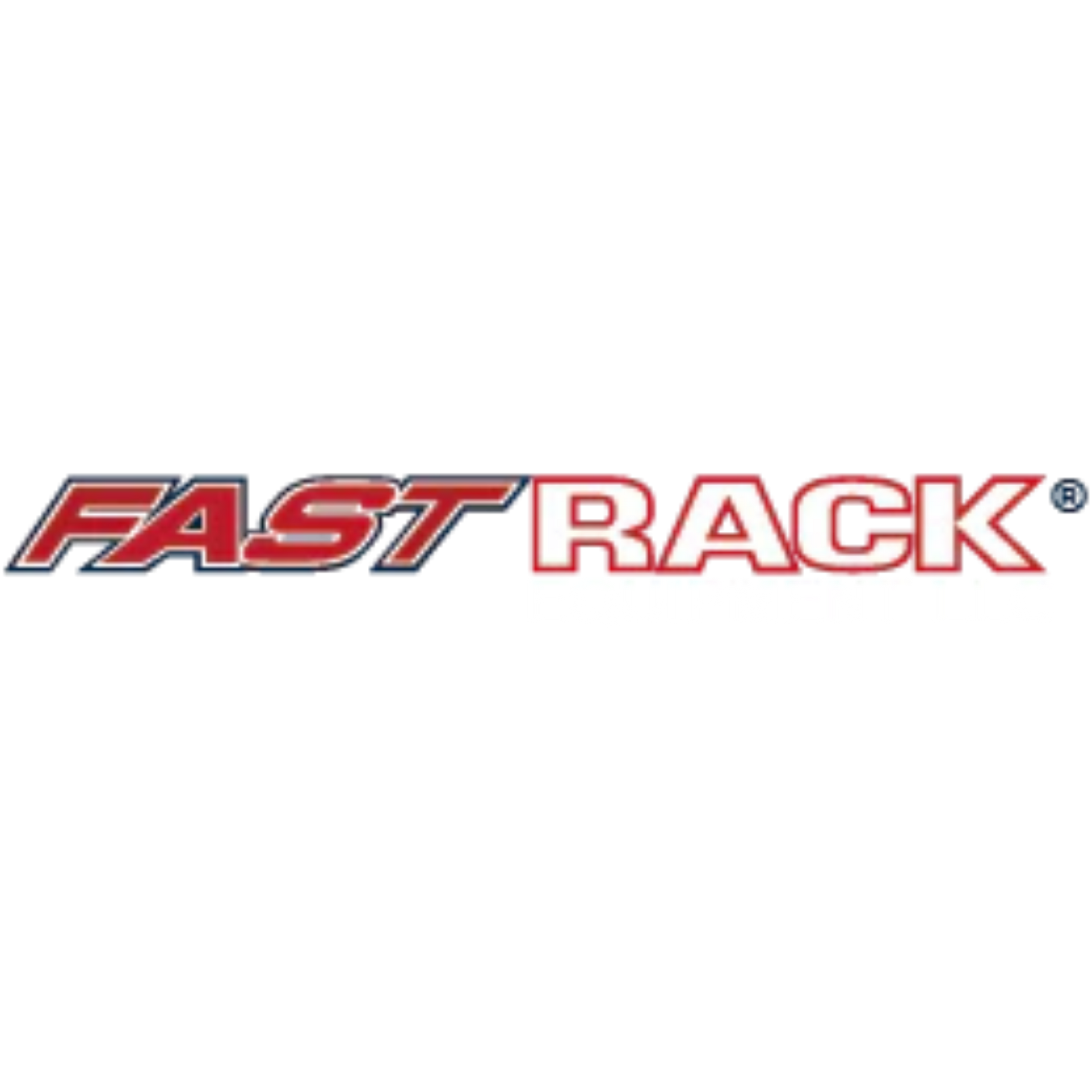 Fas-trak logo in red and white on a gray and white background