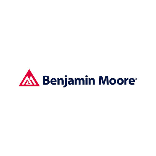 Benjamin Moore logo with red triangle icon and navy text on white background