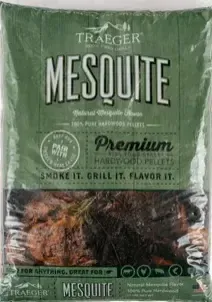 A bag of mesquite premium hardwood pellets