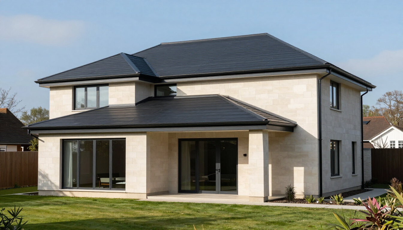 Durable EPDM rubber roofing installation on a flat roof extension