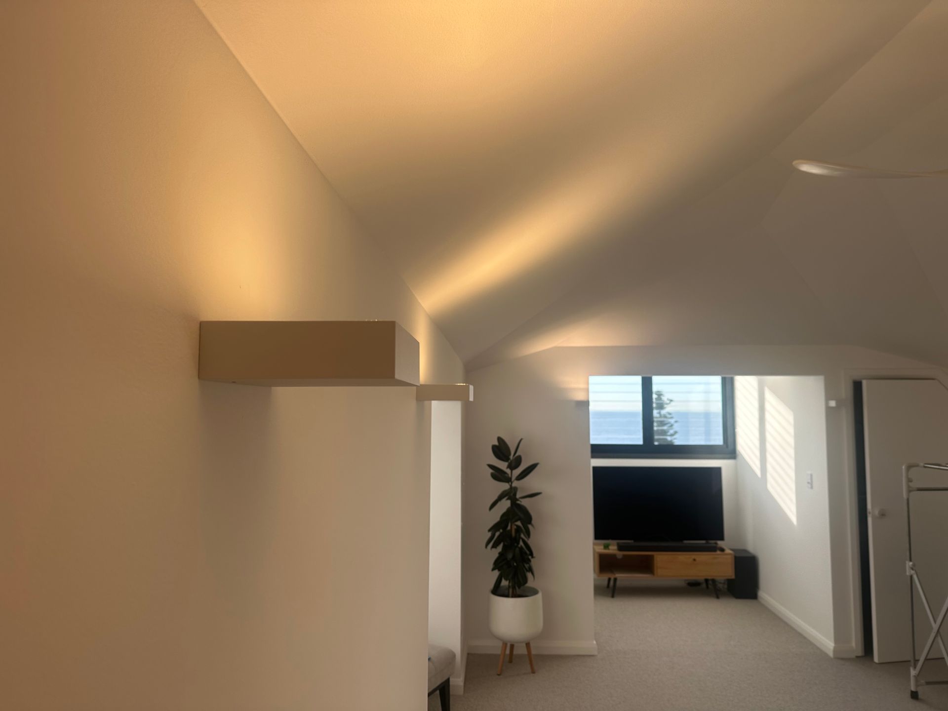 Interior With White Walls, a Shelf, and a Houseplant — SparkSafe Electrical in Shellharbour, NSW