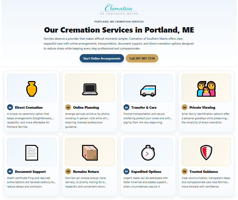 Infographic of Our Cremation Services in Portland, ME