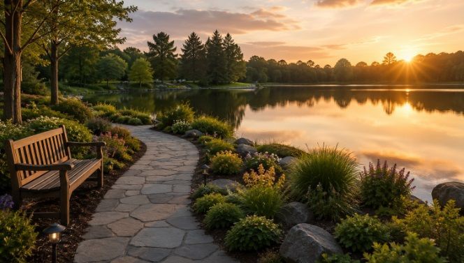 scenic walking path and lakeside view for cremation service Windham, ME.