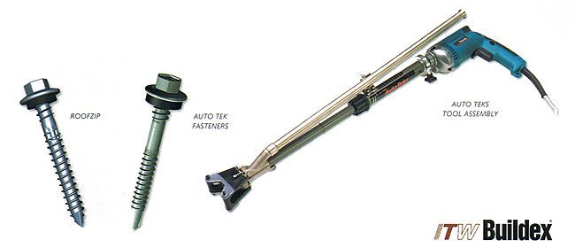 Roofing screws and an auto-feed tool assembly.