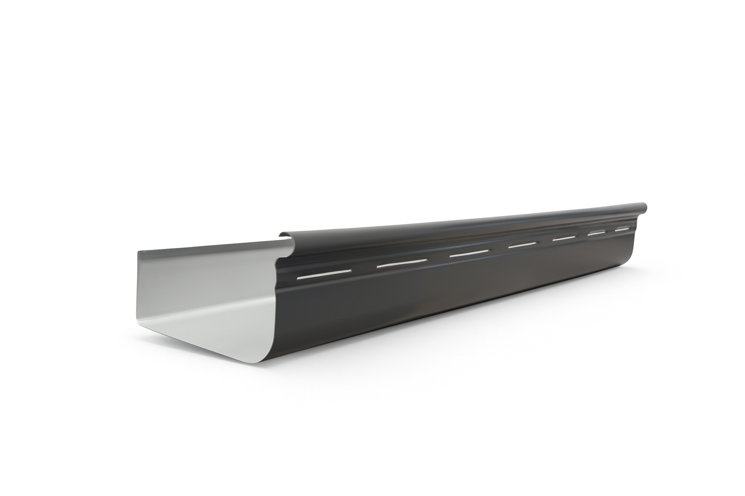 Black and white gutter section, angled view, against a white background.