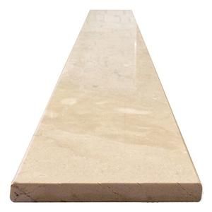 A close up of a marble counter top on a white background.