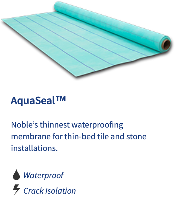 A roll of aquaseal waterproofing membrane for thin-bed tile and stone installations