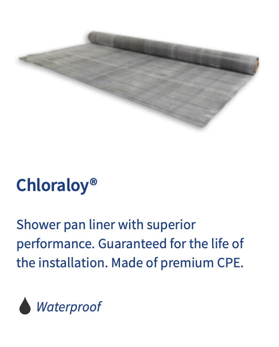 A roll of chloraloy shower pan liner with superior performance