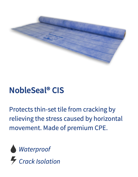 Noble seal cis protects thin set tile from cracking by relieving the stress caused by horizontal movement