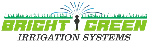 Bright Green Irrigation Systems logo with a sprinkler, green text, and grass.
