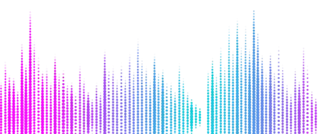 Identical waveform image with bright gradient bars visualizing digital sound frequencies.