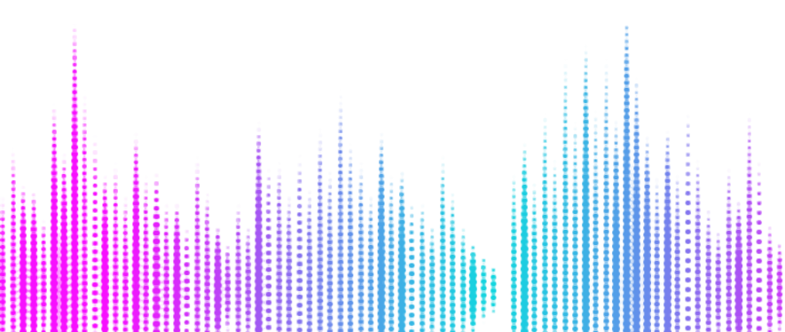 Repeat image of colorful audio waveform, stylized for sound visualization in pink and blue.