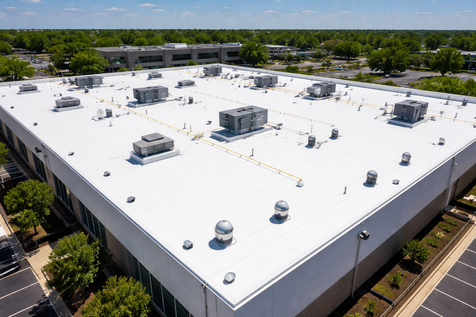 Commercial roof installation in DFW by HTX Roofing & Exteriors