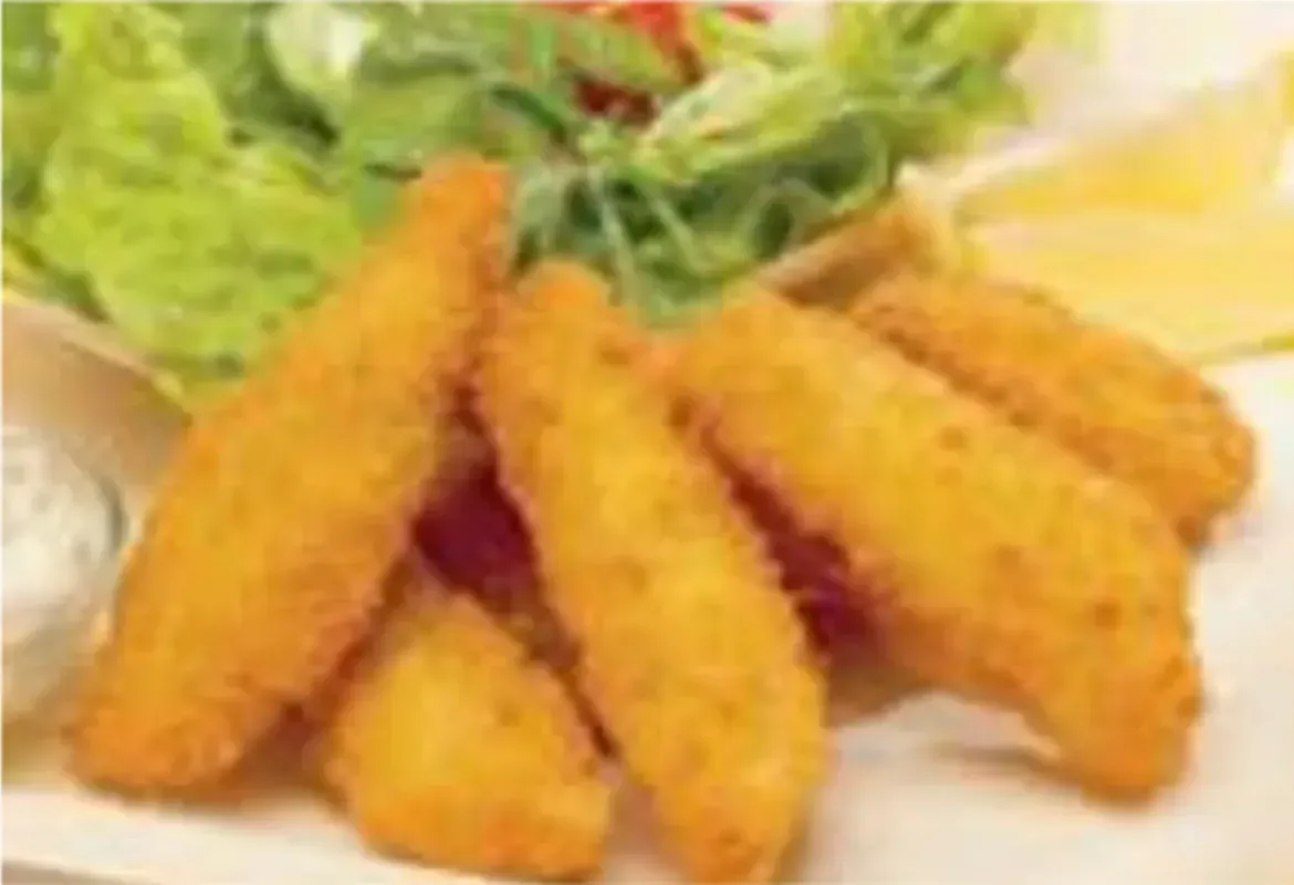 Golden Fried Fish Fillets on a Plate With Greens and Lemon Wedges — Pt Cartwright Seafoods in Warana, QLD