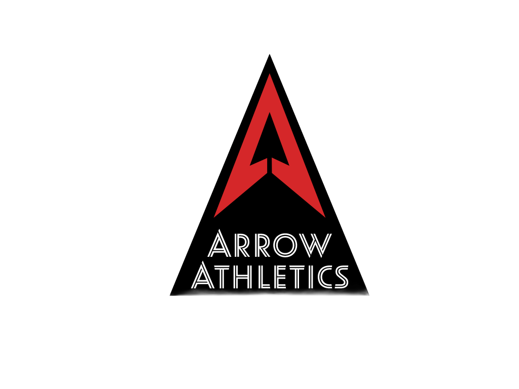 The logo for arrow athletics is a red triangle with an arrow in the middle.