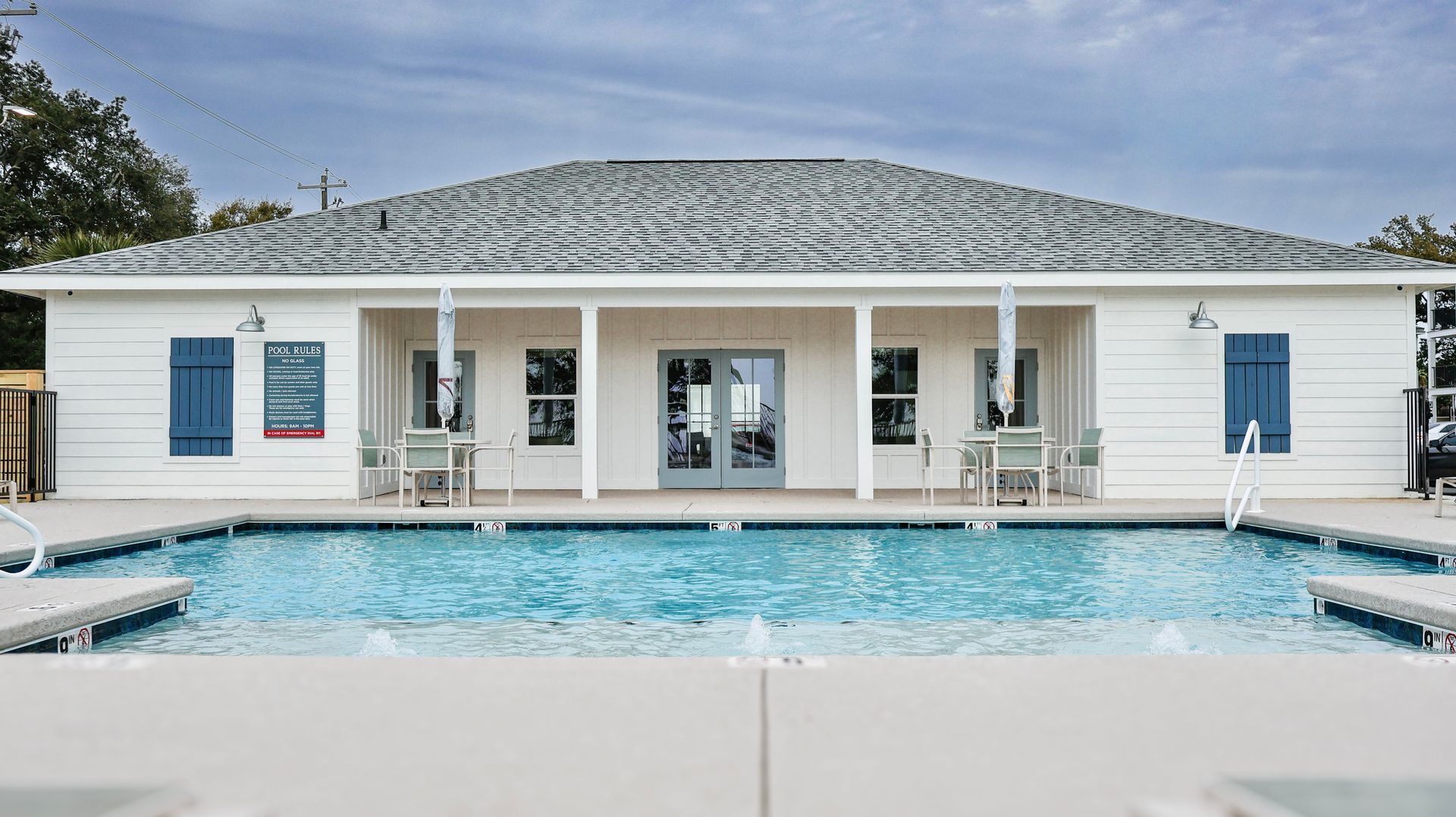Biloxi apartment clubhouse with gym, pool, office staff