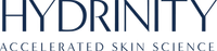 HYDRINITY logo with “Accelerated Skin Science” tagline in blue and gray on a white background